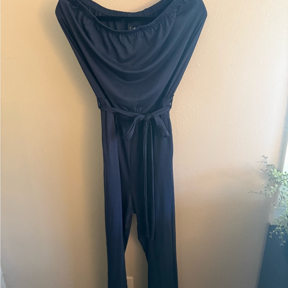 Elegant Navy Cotton Jumpsuit